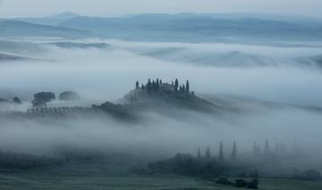 "Tuscany on a misty morning" by Gerald Hollingworth - Taken soon after 5 am as the mist rolled over the landscape - Europe Tuscany